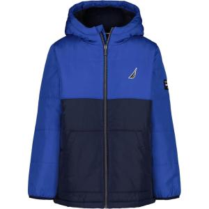 imageNautica boys Heavyweight Hooded Bubble Jacket With Polar Fleece LiningColorblock Galaxy Blue