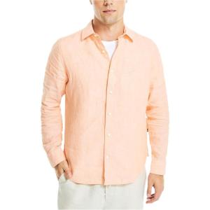 imageNautica Mens Nautica Sustainably Crafted Classic Fit Linen ShirtCoral Reef