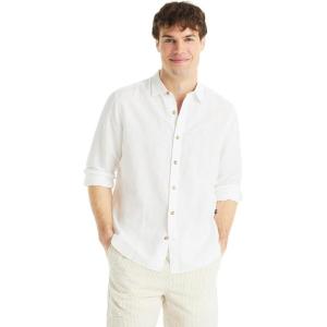 imageNautica Mens Nautica Sustainably Crafted Classic Fit Linen ShirtDeck Bright White