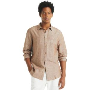 imageNautica Mens Nautica Sustainably Crafted Classic Fit Linen ShirtDeck Coconut Shell