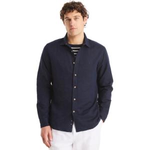 imageNautica Mens Nautica Sustainably Crafted Classic Fit Linen ShirtDeck Navy Seas