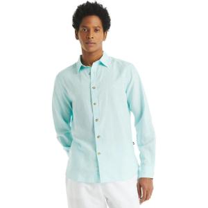 imageNautica Mens Nautica Sustainably Crafted Classic Fit Linen ShirtDeck Seawater Blue