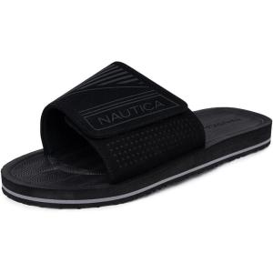 imageNautica Mens Athletic Slide Sandal Adjustable Straps Comfort SlipOn Regular ampamp Wide WidthsStoneblack