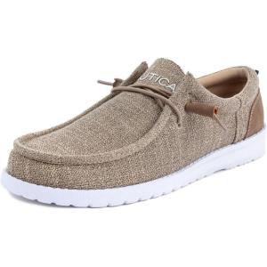 imageNautica Mens Comfort Loafers SlipOn Boat Shoe Lightweight Casual Stretch SneakerRushfordSand Brown