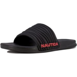 imageNautica Mens Slide Sandals  Comfortable SlipOn Pool ampamp Beach Shoes with Cushioned Footbed for Casual WearBlack Loch
