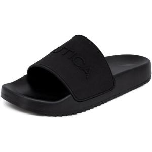 imageNautica Mens Slide Sandals  Comfortable SlipOn Pool ampamp Beach Shoes with Cushioned Footbed for Casual WearBlacktibir