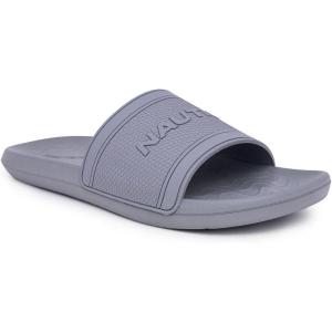 imageNautica Mens Slide Sandals  Comfortable SlipOn Pool ampamp Beach Shoes with Cushioned Footbed for Casual WearGrey Mono Pilf