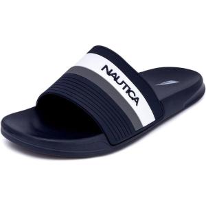 imageNautica Mens Slide Sandals  Comfortable SlipOn Pool ampamp Beach Shoes with Cushioned Footbed for Casual WearNavy Fitz