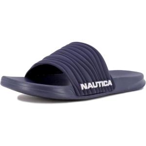 imageNautica Mens Slide Sandals  Comfortable SlipOn Pool ampamp Beach Shoes with Cushioned Footbed for Casual WearNavy Loch