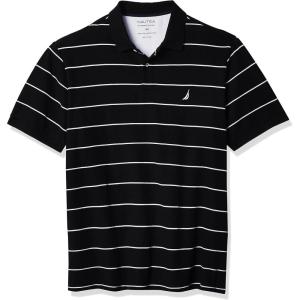imageNautica Mens Classic Short Sleeve Striped Polo ShirtTrue Black