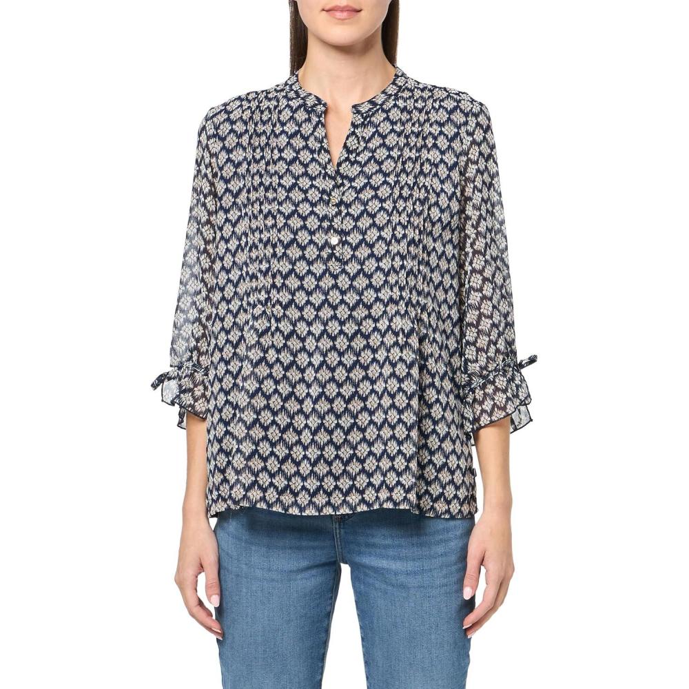 imageNautica Womens 5Button Short Sleeve Breathable 100 Cotton Polo ShirtNight Sky Multi