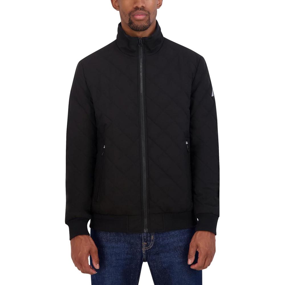 imageNautica mens Lightweight Quilted Bomber Jacket  Mechanical Stretch Wind ampamp WaterresistantBlack