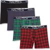imageNautica mens Cotton Stretch 4 Pack Boxer BriefBlackPeacoatHoliday PlaidNautica Plaid