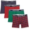 imageNautica mens Cotton Stretch 4 Pack Boxer BriefPeacoatNautica RedNautica PlaidAnchor Print