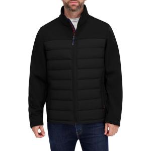 imageNautica Mens 100 Percent Polyester Open Bottom with Knit Trim Inside CollarEbony