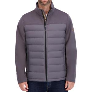 imageNautica Mens 100 Percent Polyester Open Bottom with Knit Trim Inside CollarMetal Grey