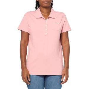 imageNautica Womens 5Button Short Sleeve Breathable 100 Cotton Polo ShirtBridal Rose