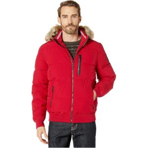imageNautica mens Lightweight Mix Media Bomber Jacket  Mechanical Stretch Waterresistant CoatRed