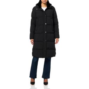 imageNautica womens Long Stretch Puffer Jacket  Heavyweight Winter Coat Hood ampamp Side OpeningBlack