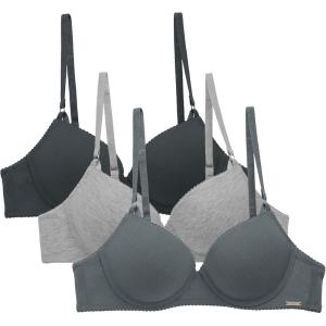 imageNAUTICA Womens 3Pack Bras Cotton Blend Light Lift Everyday TShirt Bra SetMoon RayMd Heather GreyChainmetal