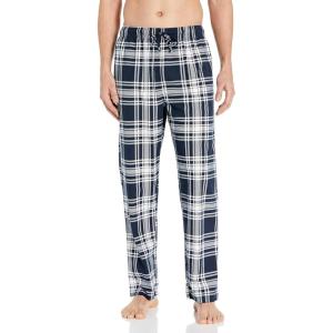 imageNautica Mens Cozy Fleece Knit Sleep PantsIndigo White Plaid