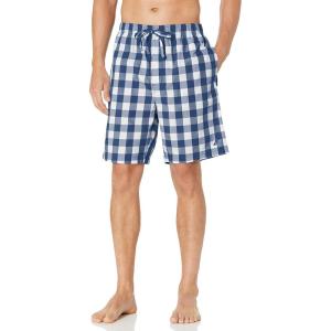 imageNautica Mens Soft Woven 100 Cotton Elastic Waistband Sleep Pajama ShortBlue Depths