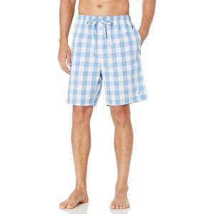 imageNautica Mens Soft Woven 100 Cotton Elastic Waistband Sleep Pajama ShortRiviera Blue