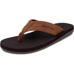 image:imageNautica Mens Flip Flop Shower Sandals Slides  Comfortable Waterproof Beach Footwear SlipOn ThongBrowntapped