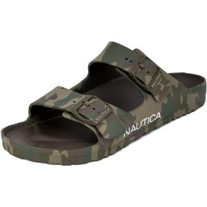image:imageNautica Mens TwoStrap EVA Slide Sandals Adjustable Buckle Comfort Footbed Lightweight Waterproof SlipOn Beach and Casual Pool SandalsOlive Camo