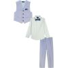 image:imageNautica Boys 4piece Formal Suit Set with Vest Pants Collared Dress Shirt and TieBlue Linen