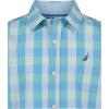 image:imageNautica Boys Short Sleeve Woven ButtonDown Shirt Light Weight amp BreathableSpring Check Azure