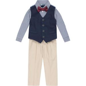 image:imageNautica Baby Boys 4piece Suit Set with Dress Shirt Vest Pants and TieKhakiNavyRed