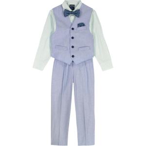 image:imageNautica Boys 4piece Formal Suit Set with Vest Pants Collared Dress Shirt and TieBlue Linen