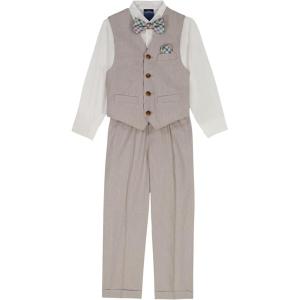 image:imageNautica Boys 4piece Formal Suit Set with Vest Pants Collared Dress Shirt and TieWheat Stripe