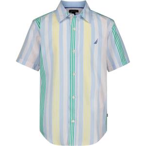 image:imageNautica Boys Short Sleeve Woven ButtonDown Shirt Light Weight amp BreathableCashmere Blue Resort Stripe