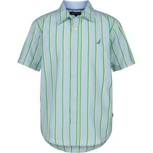 image:imageNautica Boys Short Sleeve Woven ButtonDown Shirt Light Weight amp BreathableCashmere Blue Thin Stripe