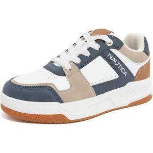 image:imageNautica Youth Athletic Sneakers  Comfortable LaceUp Tennis Shoes for Boys and Girls Durable Casual Sport Footwear for School Gym and Daily WearWhite Blue Tan