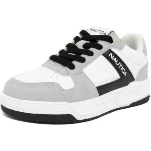 image:imageNautica Youth Athletic Sneakers  Comfortable LaceUp Tennis Shoes for Boys and Girls Durable Casual Sport Footwear for School Gym and Daily WearWhite Black Grey