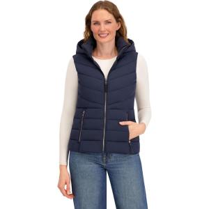 image:imageNautica Womens Stretch Puffer Vest  WaterResistant Transitional Layer with Detachable HoodNavy Seas