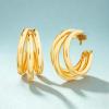image:imageNautica 29 mm Triple Hoop Earrings for Women 14K Yellow Gold Plated Alloy