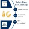 image:imageNautica 29 mm Triple Hoop Earrings for Women 14K Yellow Gold Plated Alloy