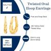 image:imageNautica 33 mm Twisted Oval Hoop Earrings for Women 14K Yellow Gold Plated Alloy
