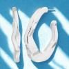 image:imageNautica 37 mm Wavy Hoop Earrings for Women Rhodium Plated Alloy