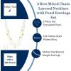 image:imageNautica Beaded Station Necklace Simulated Pearl Earring Set for Women Rhodium amp 14K Yellow Gold Plated Alloy 2126 Inches