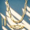 image:imageNautica Link Chain Necklace Earring Bracelet Set for Women 14K Yellow Gold Plated Alloy