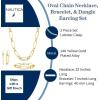 image:imageNautica Link Chain Necklace Earring Bracelet Set for Women 14K Yellow Gold Plated Alloy