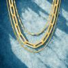 image:imageNautica Mirror Box Paper Clip Chain Necklace Set for Women 14K Yellow Gold Plated Alloy 1626 Inches