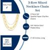 image:imageNautica Mirror Box Paper Clip Chain Necklace Set for Women 14K Yellow Gold Plated Alloy 1626 Inches