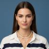 image:imageNautica Simulated Pearl Rhinestone Dog Tag Necklace Set for Women 14K Yellow Gold Plated Alloy 17  23 Inches