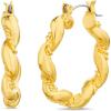 image:imageNautica 30 mm Wavy Hoop Earrings for Women 14K Yellow Gold Plated Alloy